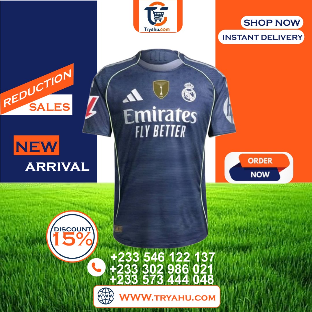 Real Madrid 2025 2026 Away Jersey Official Blue Kit