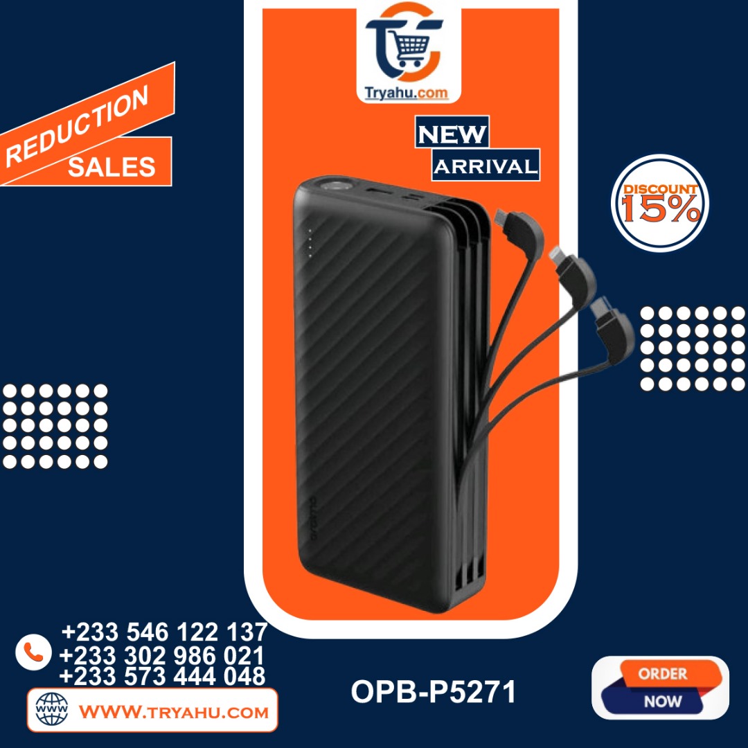 Oraimo Traveler Link 27 OPB-P5271 27,000mAh 4-Device Power Bank with 3-in-1 Built-In Cables
