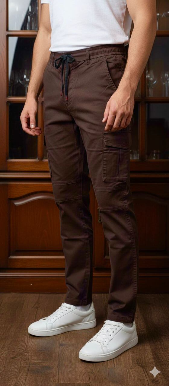 Premium Men’s Khaki Side Pocket Trousers – Comfort & Utility