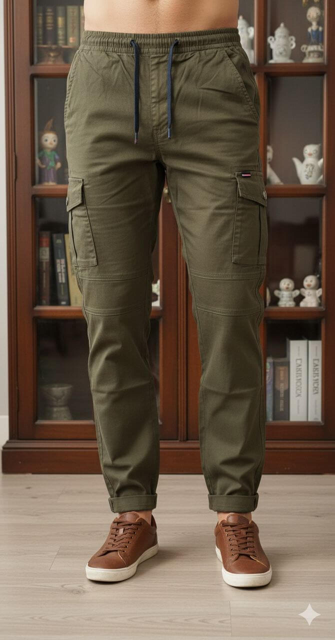 Stylish Men’s Khaki Side Pocket Trousers – Comfortable & Durable