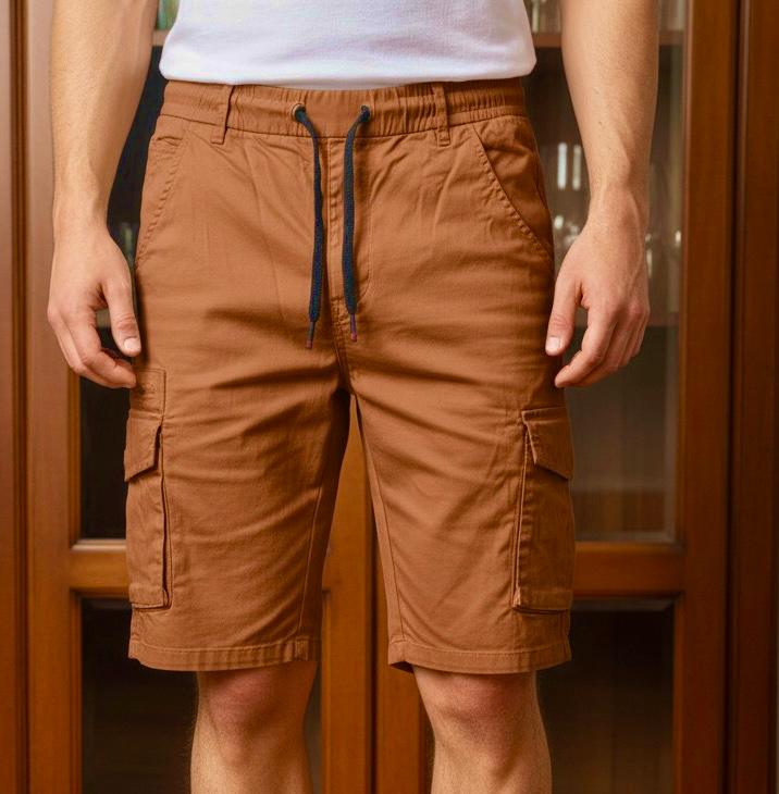Men’s Khaki Laced Side Pocket Shorts – Stylish & Comfortable
