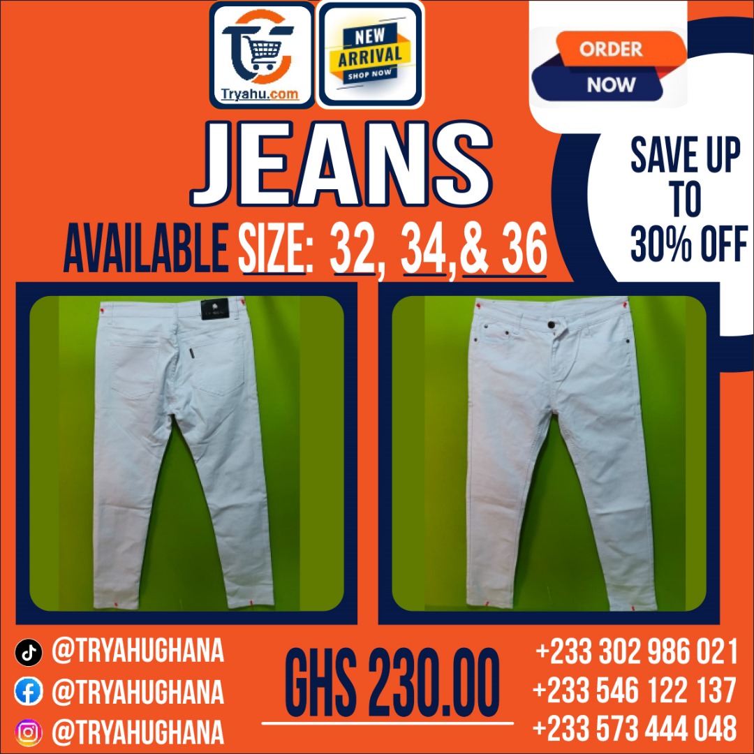 Men’s Premium Denim Jeans – Sizes 32, 34 & 36 – Strong & Stylish Jeans in Ghana